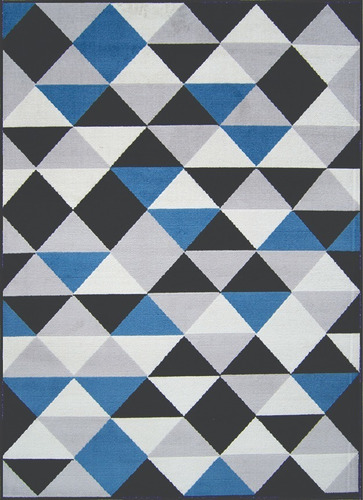 Tapete Sala Ladrilhos J.serrano 250x200cm Geometrico Azul Cor Preto