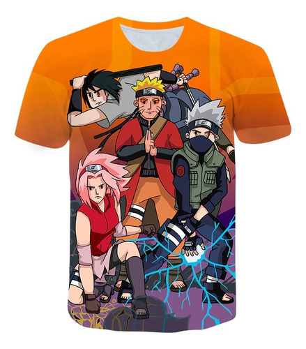 Poleras Naruto Y Amigos- Diseño En Color Naranja