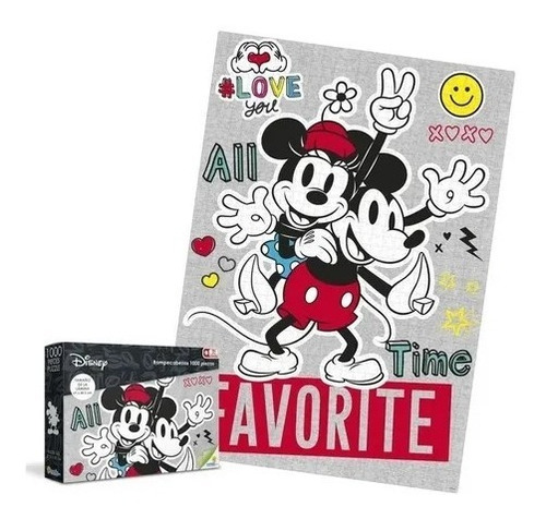 Rompecabezas Mickey Mouse Y Minnie X 1000 Piezas + Obsequio