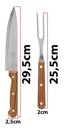 Imagem 3 de 7 de Kit Faca Para Churrasco Garfo Inox Cozinha Chef Profissional