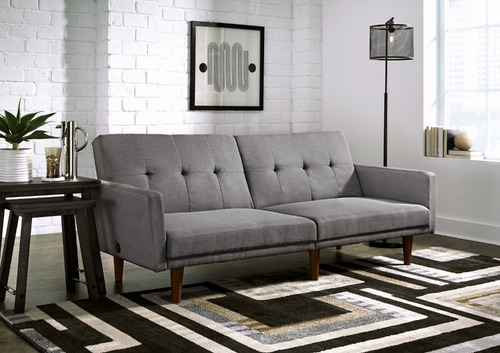 Imagen 8 de 9 de Futón Gris Moderno, Sofá Cama Con Usb Cargadores