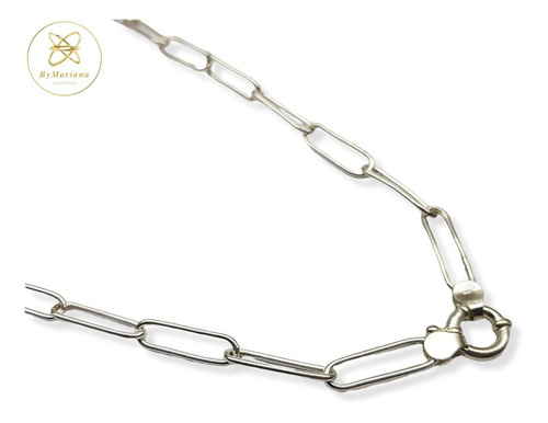 Imagen 3 de 8 de Cadena Plata Eslabon Oval Con Marinero 50 Cm