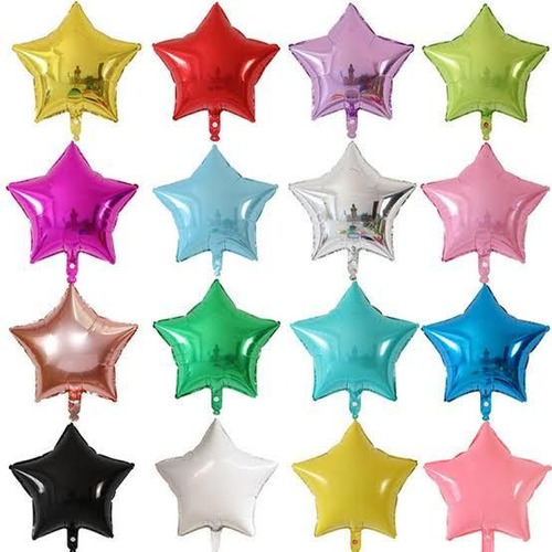 50 Globos Metalicos Estrellas 45cm Colores Surtidos