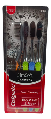 Cepillo Dental Colgate Pack X4 Slim Soft Charcoal