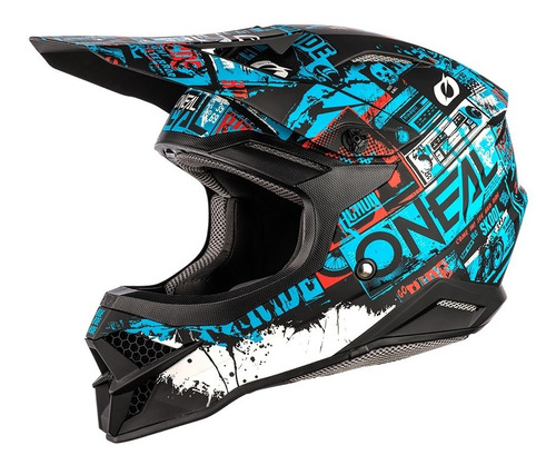 Capacete de Enduro Motocross Oneal Série 3 Ride azul/preto