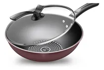 Comprar Panela Wok Antiaderente Indução 5l Vermelha Com Tampa