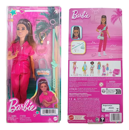 Boneca Filme Barbie Terno De Moda Rosa Acessórios Hpl76 + Nf