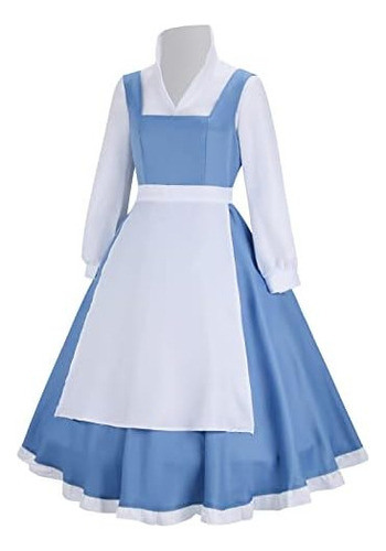 2024 Belleza Bella Cosplay Traje Maid Vestido Azul Mujeres