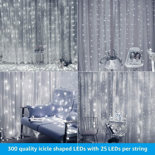 Cortina De Luces Led Impermeable Para Fiestas, 3x3 M