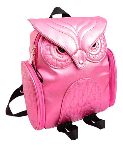 Mochila Escolar De Cuero Pu Con Dibujos De Búho Rojo Rosa