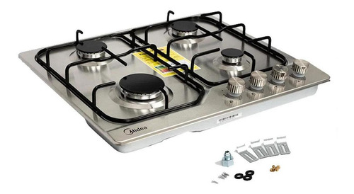 Imagen 4 de 5 de Cubierta 4 Puestos Midea Mtga24f2eas A Gas/ Acero Inox/60cm