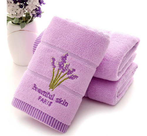 Toalla Bordada De Algodón Y Lavanda, Toalla Facial De Mano