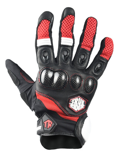 Guantes True Rider Yk-07m Mediano Negro Y Rojo