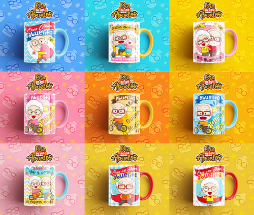10 Plantilla Png - Psd - Abuelos Taza Diseños Sublimacion