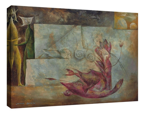 Cuadro Decorativo Canvas Coleccion Leonora Carrington 60x45 Color El Gato Armazón Natural