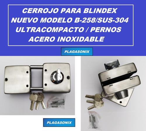 Imagen 6 de 10 de Cerrojo Cerradura Puerta Vidrio Blindex Antipanico B-258