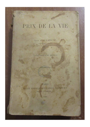 Libro Antiguo Prix De La Vie Frances Paris Léon Ollé-laprune