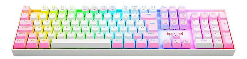 Teclado Gamer Redragon Mitra Branco Rosa Rgb Switch Azul Pt