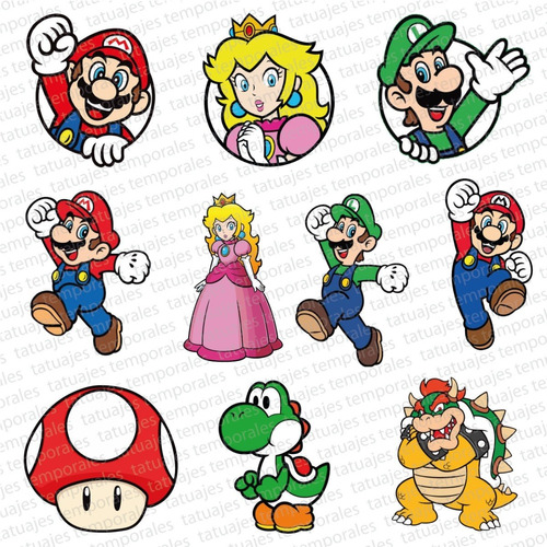 Tatuajes Temporales Mario Bross X 10