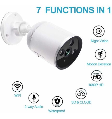 Imagen 1 de 6 de Cámara De Seguridad Wifi, Para Exteriores, Visión Nocturna