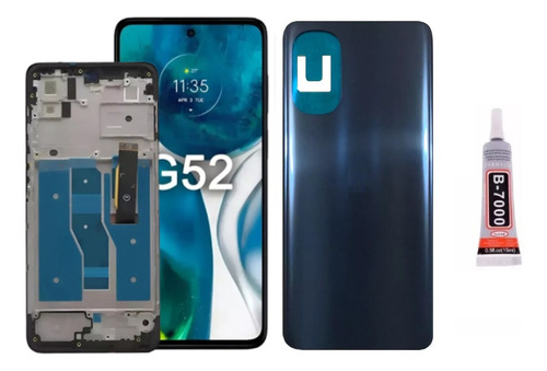 Tela Compatível Com G52 C/a Oled Xt2221+tampa Azul+cola 15ml Preto