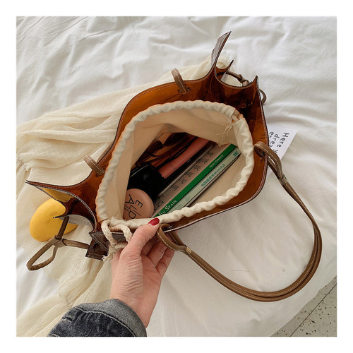 Bolsos De Hombro De Pvc Transparente Para Mujer De Moda Color Marrón