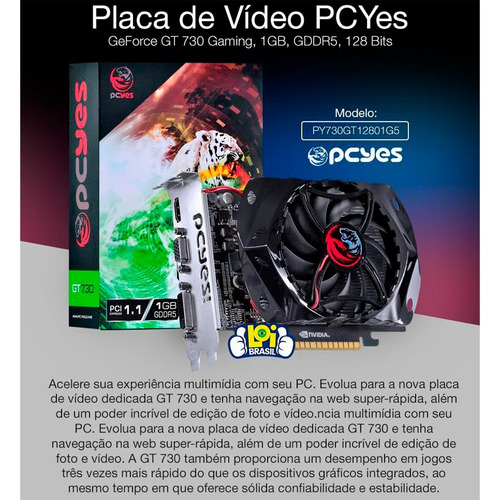 Placa De Vídeo Geforce Nvidia Gt730 1gb Gddr5 128 Bits Loi