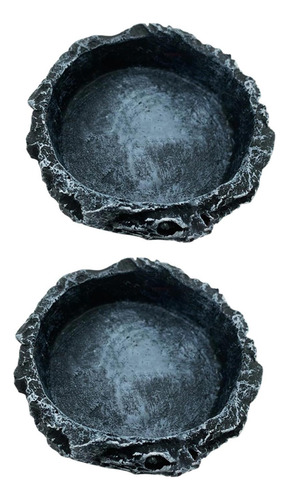 2pcs Platos De Agua De Reptiles Tazones De Comida Redondo