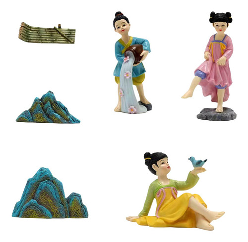 6x Estatua De Resina Accesorios De Jardín De Hadas