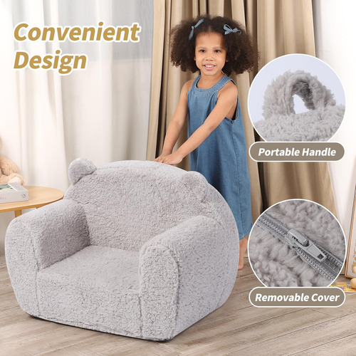 Silla De Sherpa Suave Y Cómoda Para Niños Color Gris