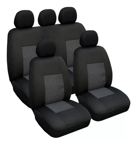 FUNDAS DE ASIENTO para Dacia Duster en CUERO PU, Tejido, Costuras ROJAS, COMPLETO Delantero + Trasero