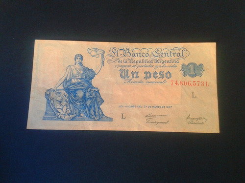 Argentina Billete 1 Peso Serie L 1947