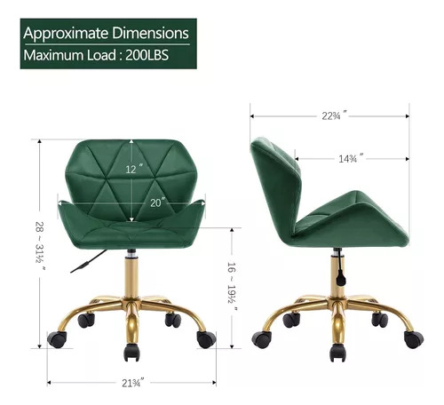 Silla De Escritorio Acolchada Mariposa Felpa Y Base Dorada
