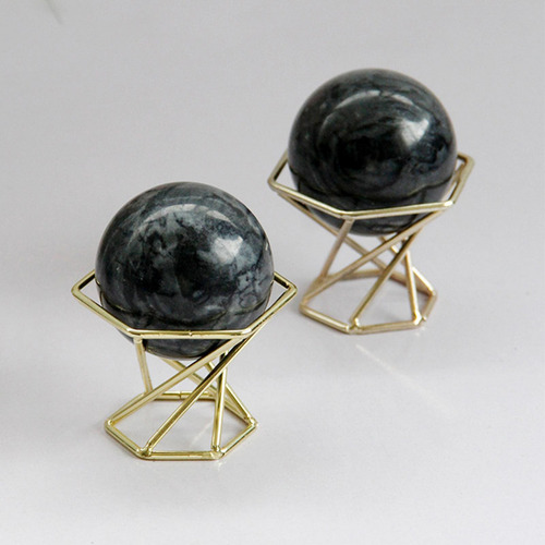 2 Inch Black Marble Ball With Display Stand, Decorative Ball