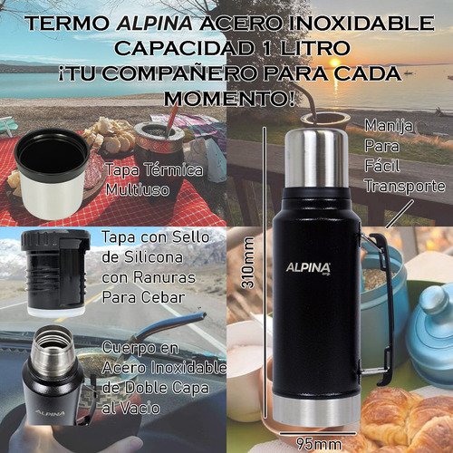 Termo Alpina Classic 1L Negro Alpina Classic