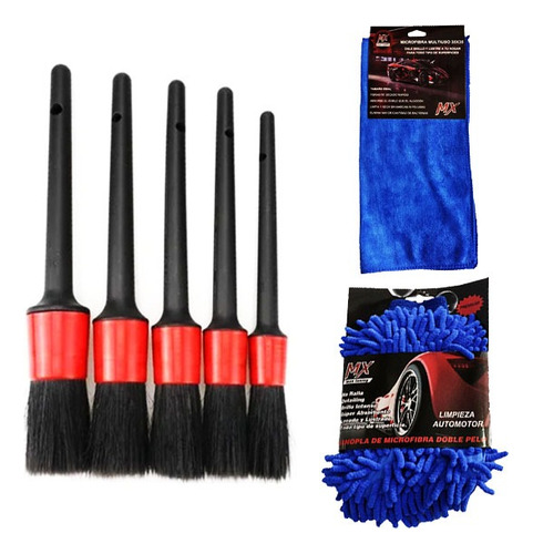 Kit 5 Brochas Pinceles Cepillo Auto Moto Premium Detailing