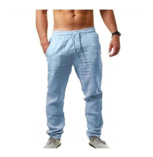 Pantalones De Lino De Algodón Simples Para Hombre D