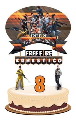 Imagen 1 de 6 de Free Fire Cake Topper Adorno Para Tortas Personalizado
