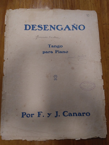 Desengaño Canaro Partitura Tango 