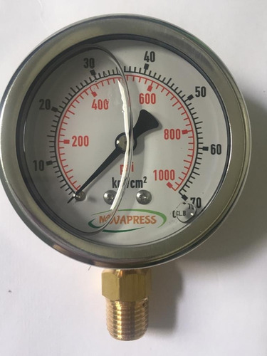Manômetro Glicerina Caixa Inox 0-70 Kg: 1000 Psi R.1/4