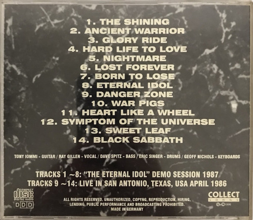 Cd Black Sabbath - The Ray Gillen Years - Bootleg Raro (Usado)