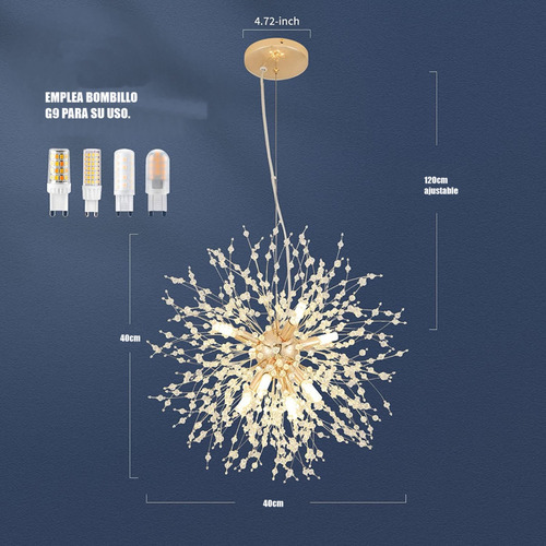 Lampara De Techo De Vidrio Cristal Modelo Gold Vintage Alb
