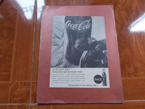 Antiguo Bonito Raro Anuncio De Coca-cola Año 1955.
