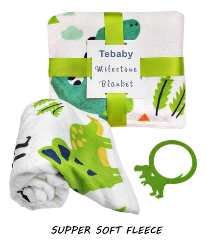 Baby Monthly Milestone Blanket Boy - Dinosaur Neutral Newbor