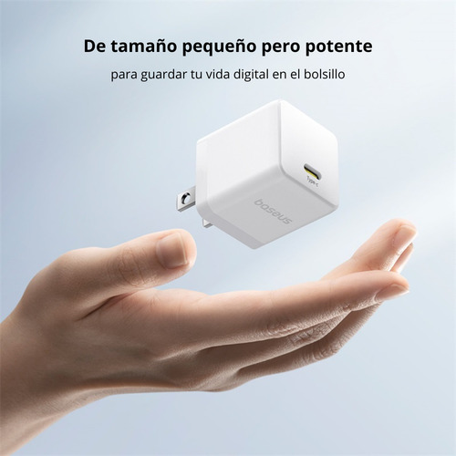 Baseus Cargador De Pared P10111603213-01 Carga Rapida Tipo C 20w Color Blanco +cable Tipo C A Tipo C 60w 1metro Color Blanco 8 Protecciones