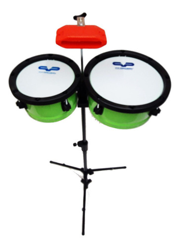 Timbaleta Infantil Niño Pyp + Cencerro + Palillos Full Color Verde
