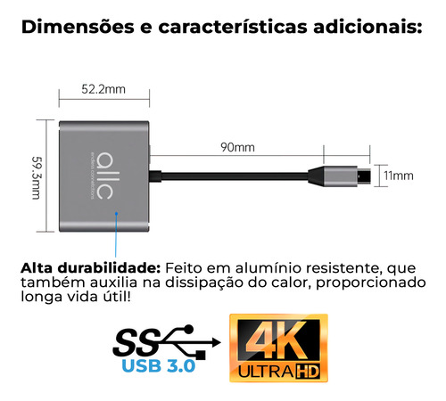 Adaptador Usb 3.1 Tipo C Thunderbolt 3.0 Para Hdmi Dex Mode