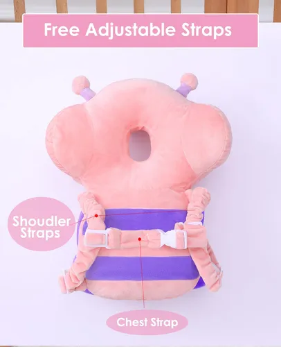 Mochila Protectora De Cabeza Mariposa Rosa Para Niños 3 Lado