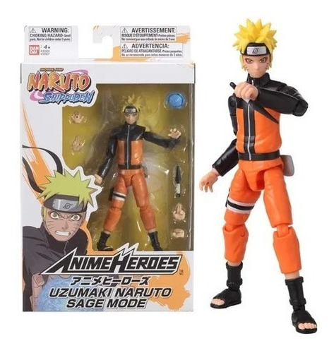 Muñeco Anime Heroes Uzumaki Naruto Sage Mode Bandai M4e 