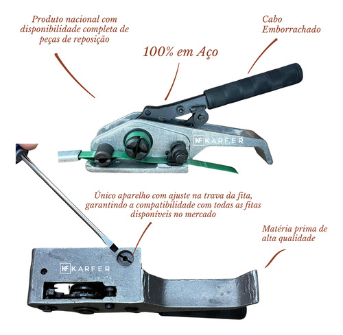 Combo Esticador Reforçado + Selador Fita Plástica 13 E 16mm